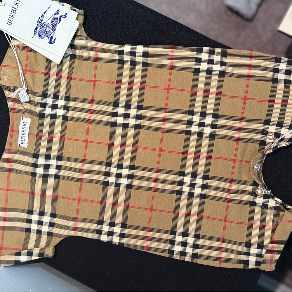 Burberry Tan Plaid Baby Onesie